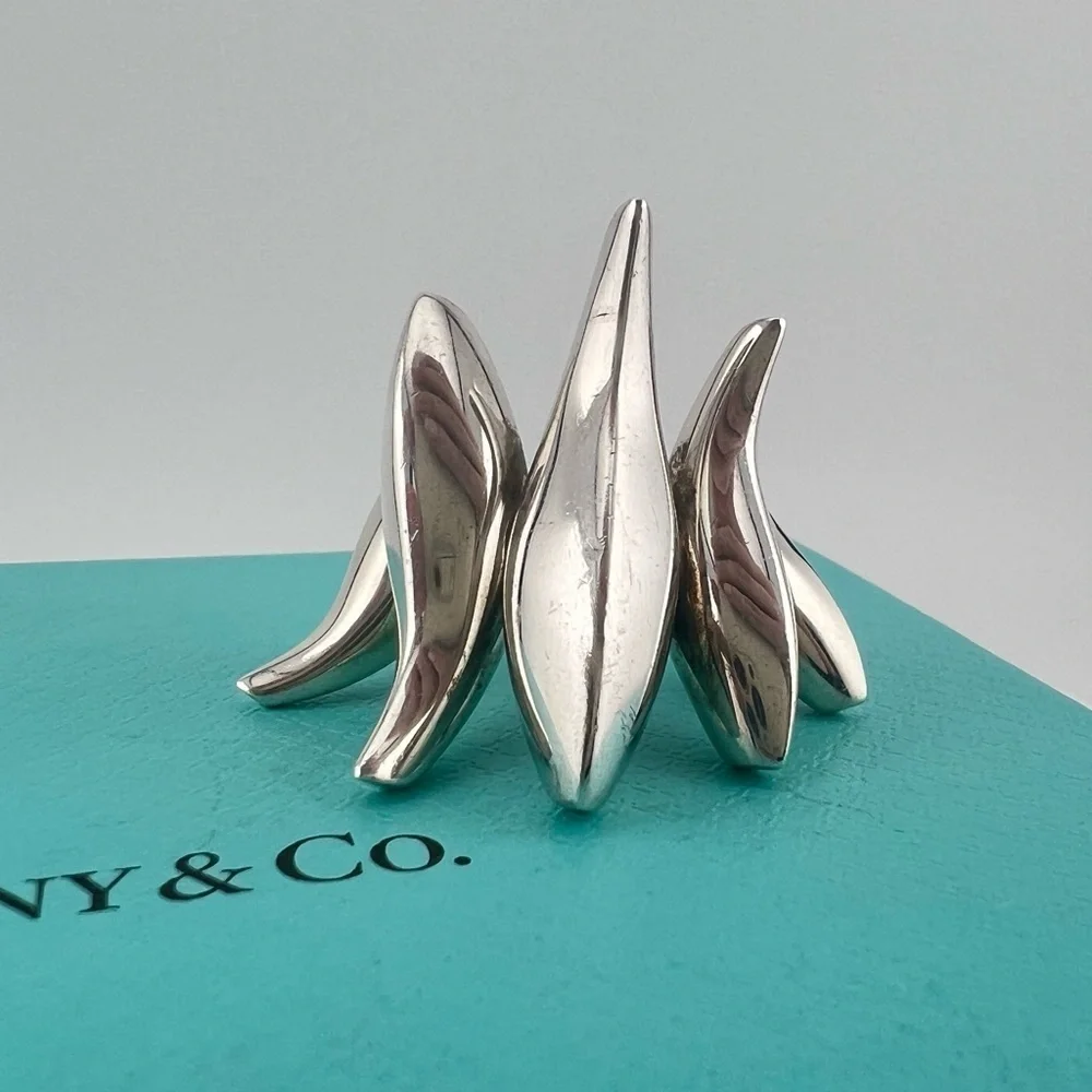 RARE Tiffany & Co. Frank Gehry Five Fish Ring Sterling Silver Size 5